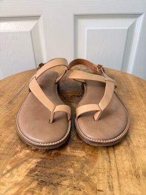 Joie Tan Leather Toe-Loop Sandals